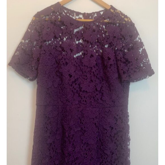 DONNA MORGAN Purple All-Over Floral Lace Sheath Dress Special‎ Occasion Sz 12 - Picture 7 of 12